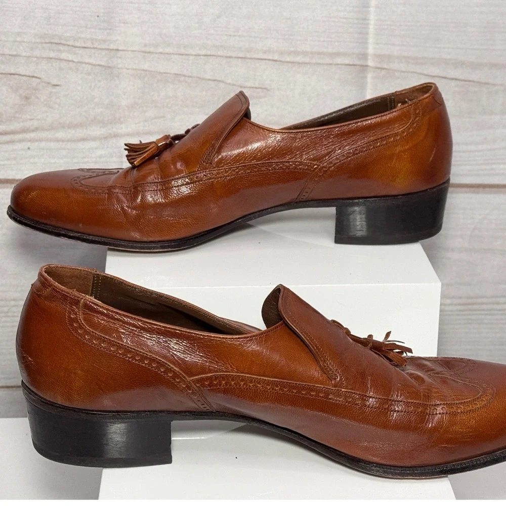 Florsheim Designer Collection Mens Brown Leather Wingtip Tassel Loafer 9 E 33233